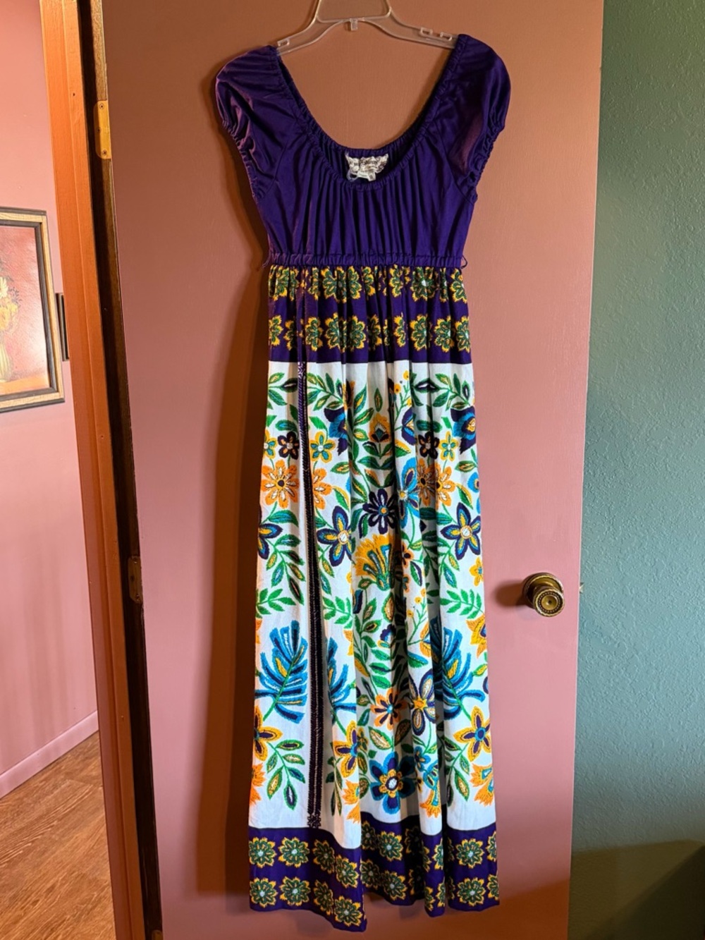 Young Edwardian Hippie Psychedelic Floral Maxi Dress Small/Medium